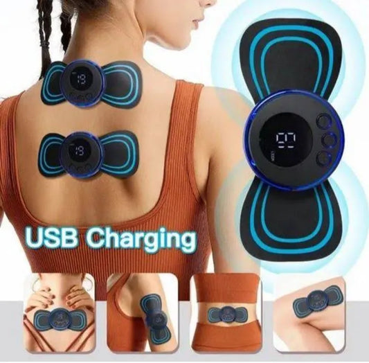 Rechargeable EMS Butterfly Massager | Electronic Muscle Stimulator | Portable Body Massage Pad for Muscle Relaxation