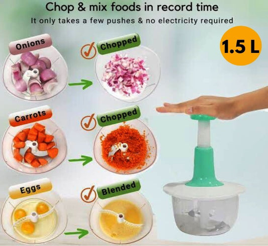 1.5L Multi-Function Hand Food Chopper – Manual Vegetable & Fruit Cutter (Strong Blades) 🥗🔪