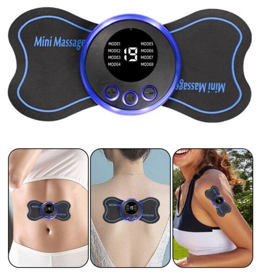 Rechargeable EMS Butterfly Massager | Electronic Muscle Stimulator | Portable Body Massage Pad for Muscle Relaxation