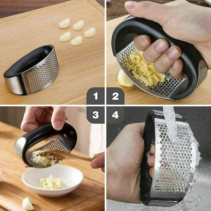 Premium Stainless Steel Garlic Mincer & Ginger Crusher – Easy Grip Garlic Press