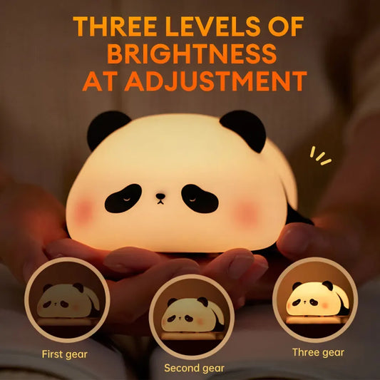 Cute Panda LED Night Lamp with 30-Min Timer – Soft Silicone Bedside Light for Kids