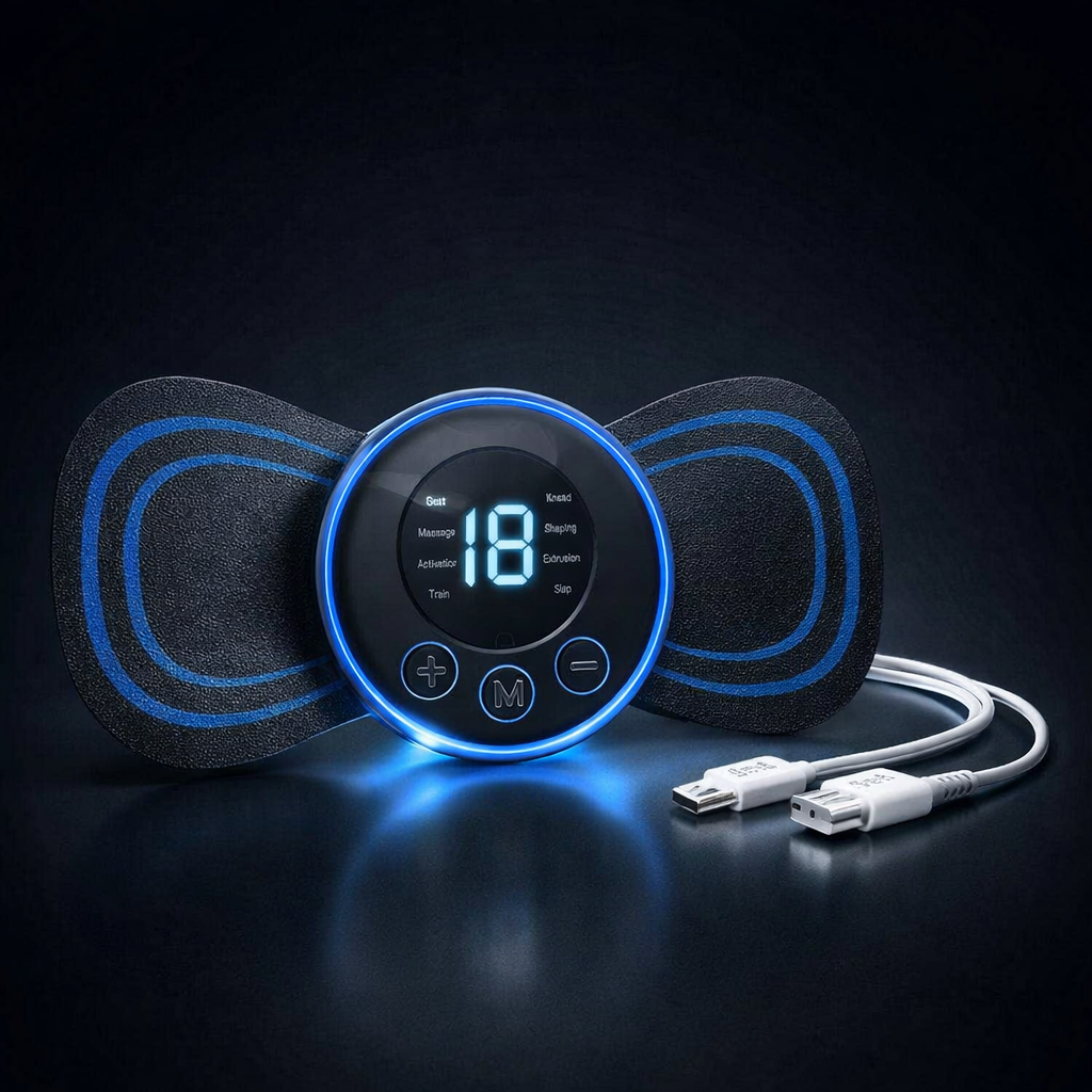 Rechargeable EMS Butterfly Massager | Electronic Muscle Stimulator | Portable Body Massage Pad for Muscle Relaxation
