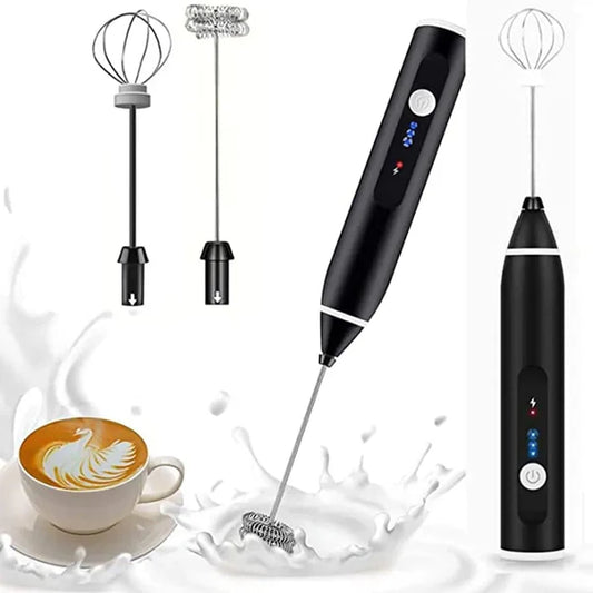 Rechargeable Electric Milk Frother – 2-in-1 Coffee Beater & Egg Whisk