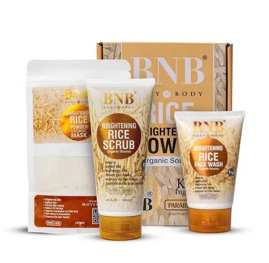 3 in 1 Brightening Glow Kit Rice Scrub Face Wash + Mask