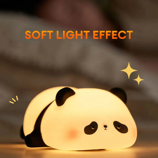 Cute Panda LED Night Lamp with 30-Min Timer – Soft Silicone Bedside Light for Kids